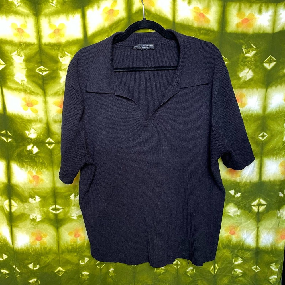Spenser Jeremy woman black short sleeve sweater